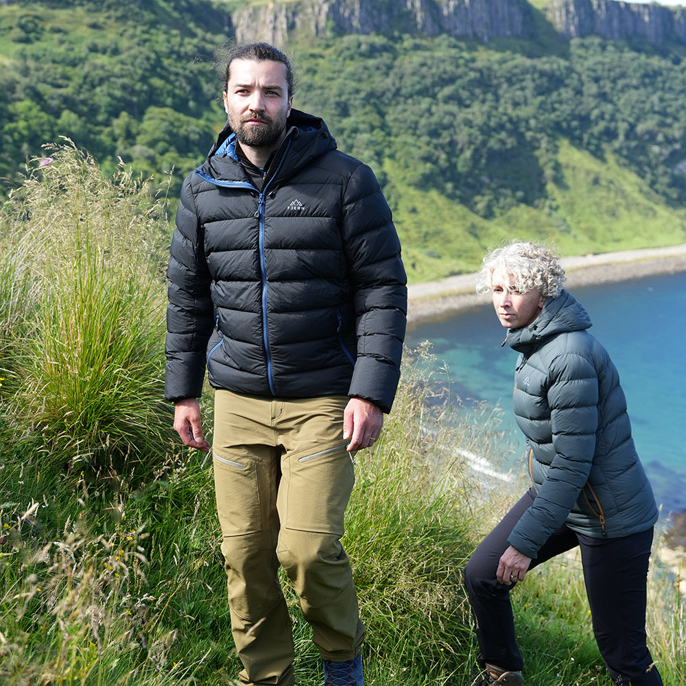 Fjern Mens Arktis III Down Hooded Jacket (Black/Poseidon)