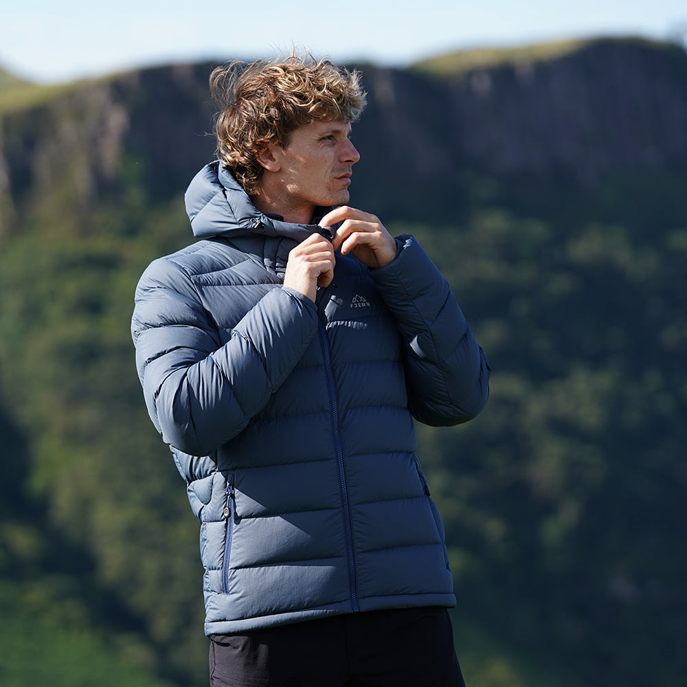 Fjern Mens Arktis III Down Hooded Jacket (Orion Blue/Poseidon)