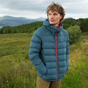 Fjern Mens Arktis III Down Hooded Jacket (Petrol/Orange)