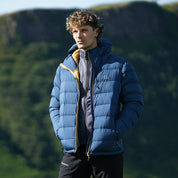 Fjern Mens Arktis III Down Hooded Jacket (Poseidon/Harvest Gold)