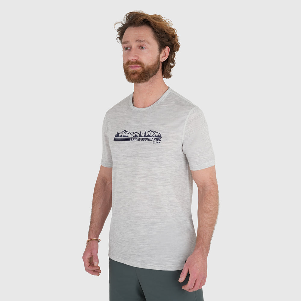 Mens Beyond Boundaries Merino Blend T-Shirt (Mist Grey Melange/Navy)