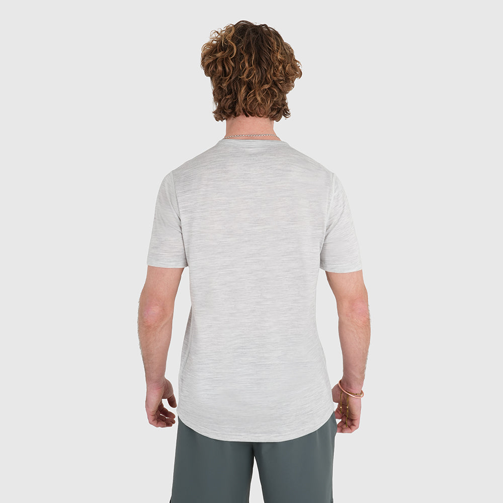 Mens Beyond Boundaries Merino Blend T-Shirt (Mist Grey Melange/Navy)