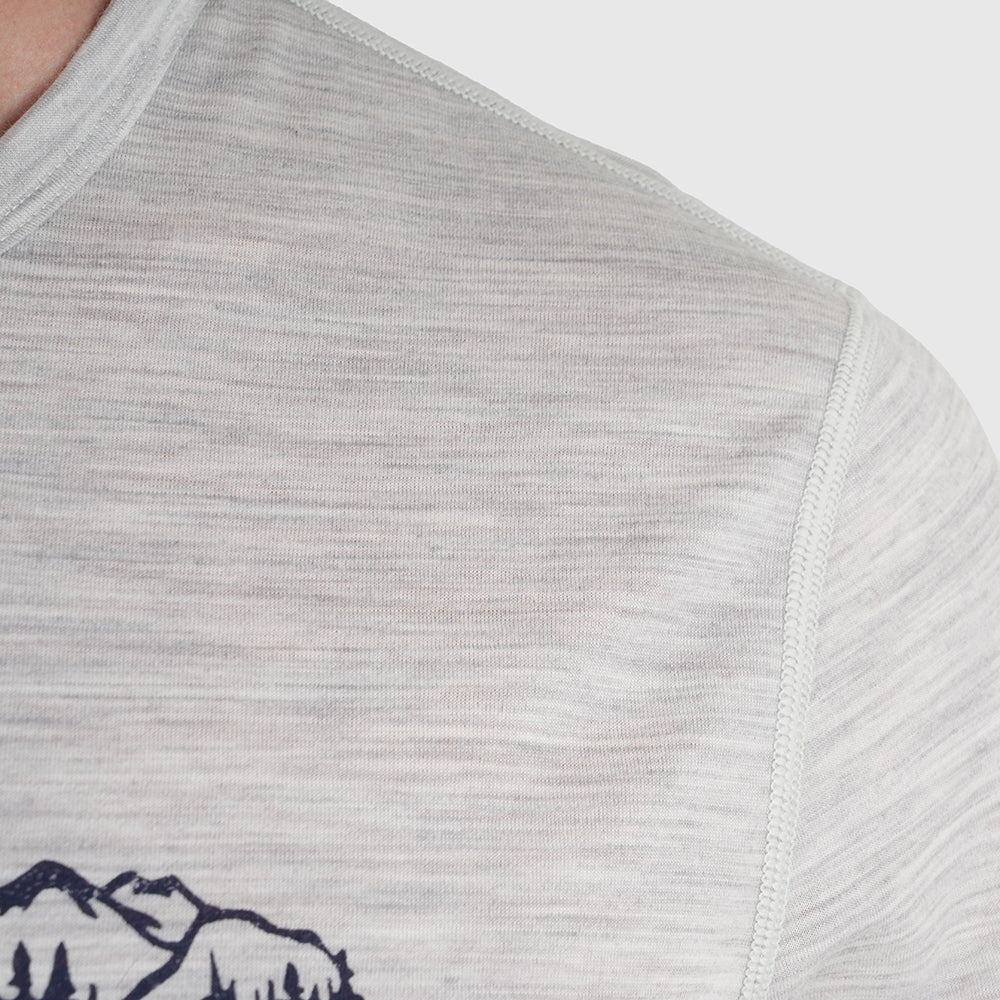 Mens Beyond Boundaries Merino Blend T-Shirt (Mist Grey Melange/Navy)