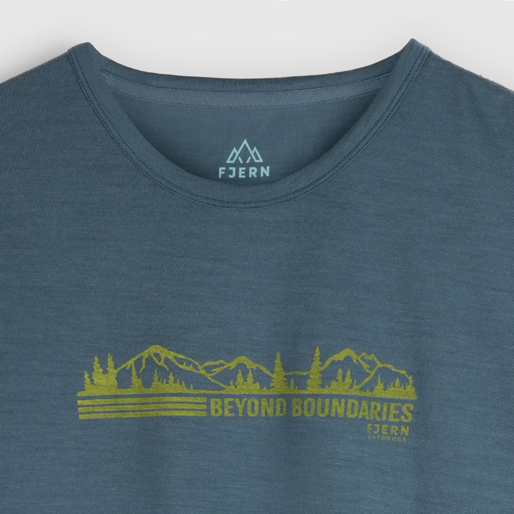 Mens Beyond Boundaries Merino Blend T-Shirt (Orion Blue/Lime)