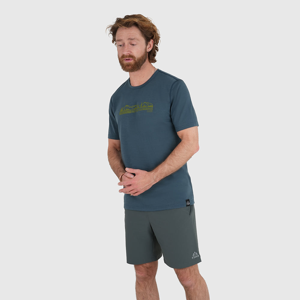 Mens Beyond Boundaries Merino Blend T-Shirt (Orion Blue/Lime)