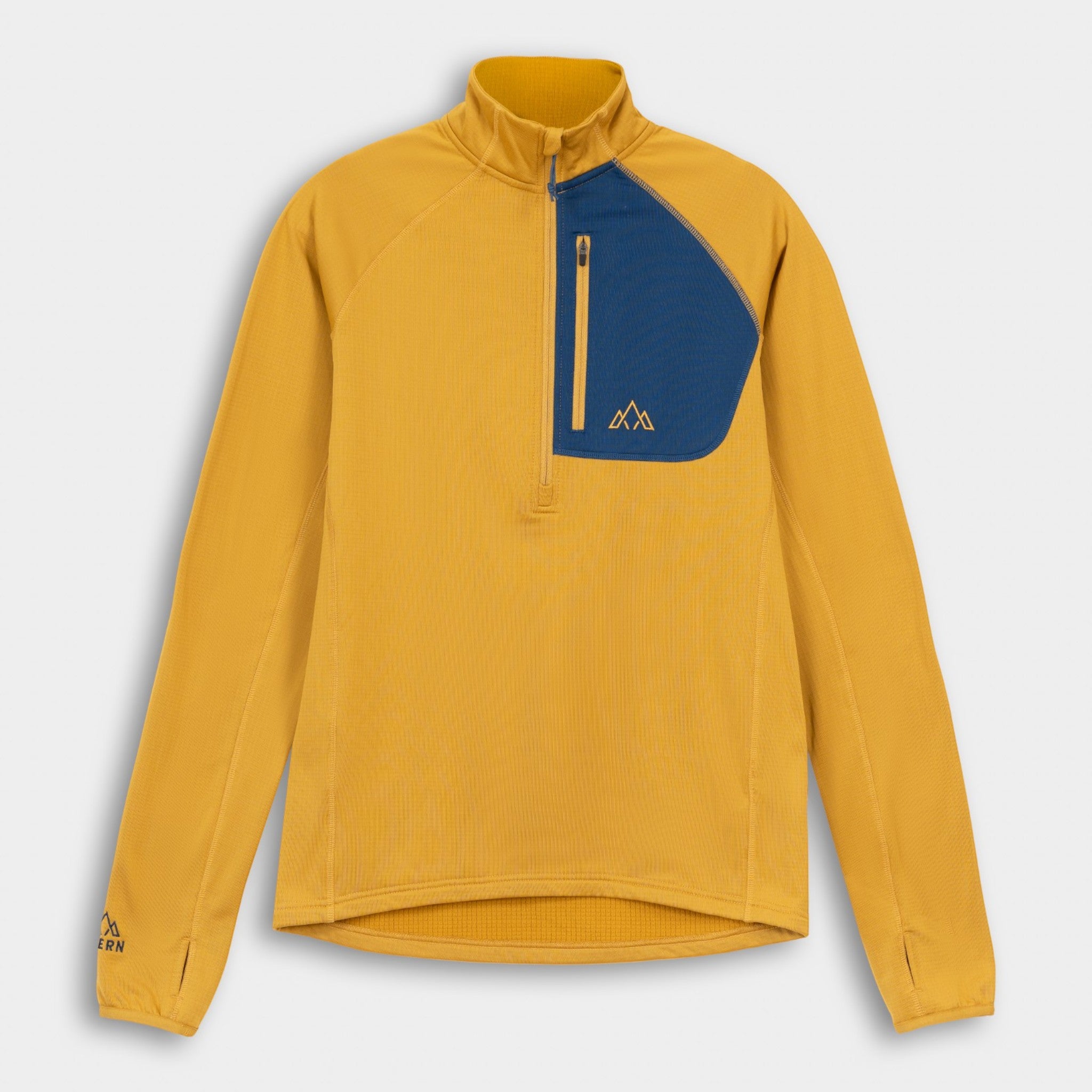 Mens Bresprekk II Half Zip Grid Fleece (Harvest Gold/Poseidon)
