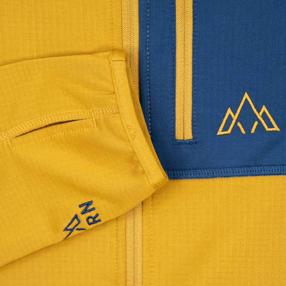 Mens Bresprekk II Half Zip Grid Fleece (Harvest Gold/Poseidon)