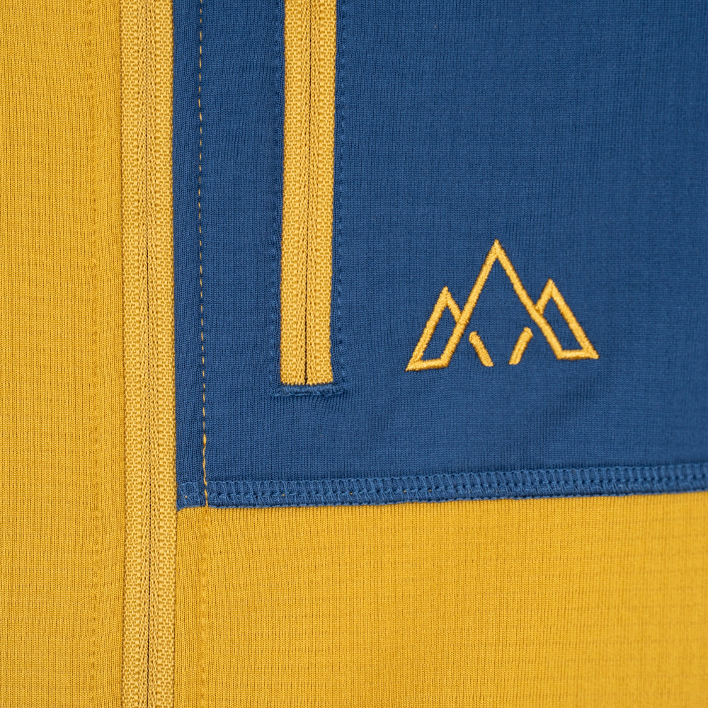 Mens Bresprekk II Hooded Full Zip Grid Fleece (Harvest Gold/Poseidon)
