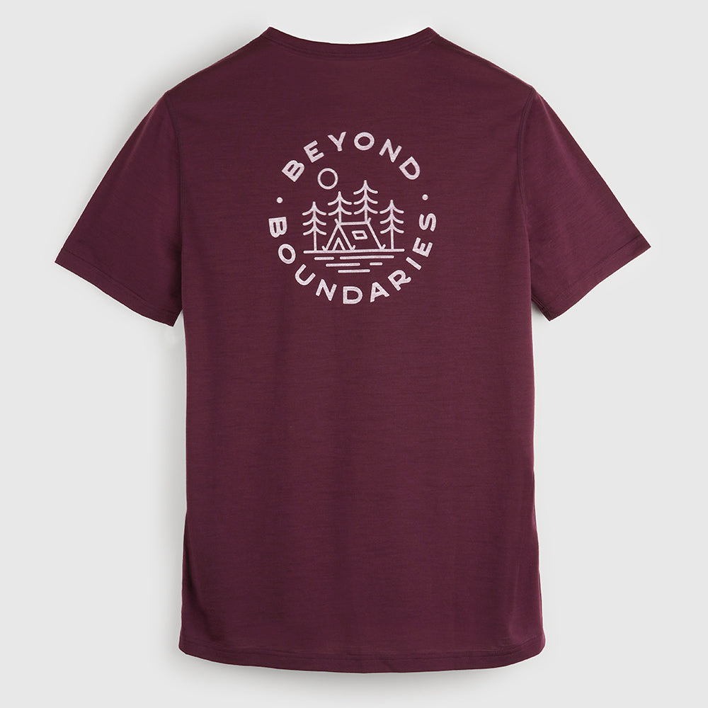 Mens Camping Merino Blend T-Shirt (Aubergine/Chalk)