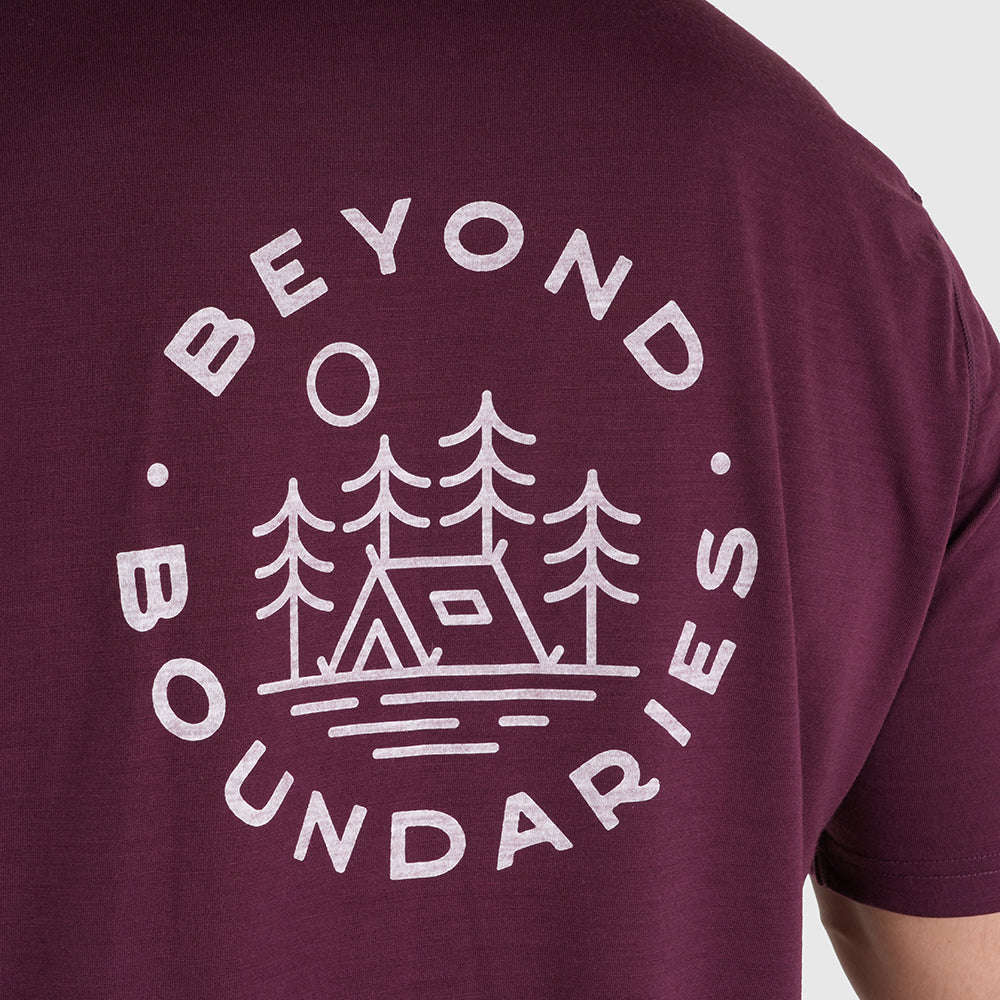 Mens Camping Merino Blend T-Shirt (Aubergine/Chalk)