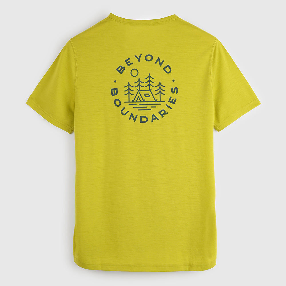 Mens Camping Merino Blend T-Shirt (Lime/Petrol)