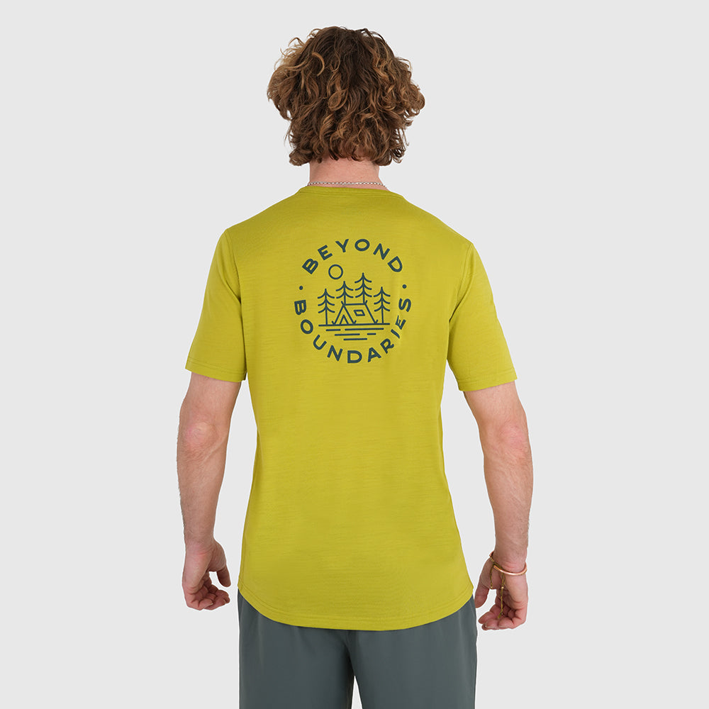 Mens Camping Merino Blend T-Shirt (Lime/Petrol)