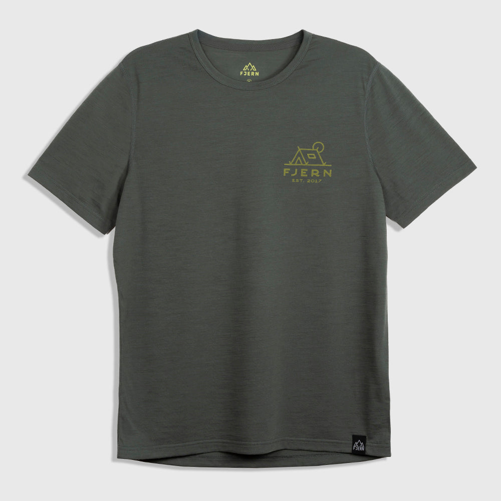 Mens Camping Merino Blend T-Shirt (Urban Chic/Lime)