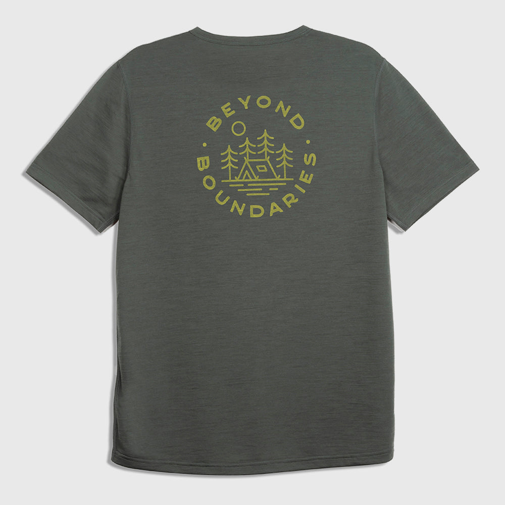 Mens Camping Merino Blend T-Shirt (Urban Chic/Lime)