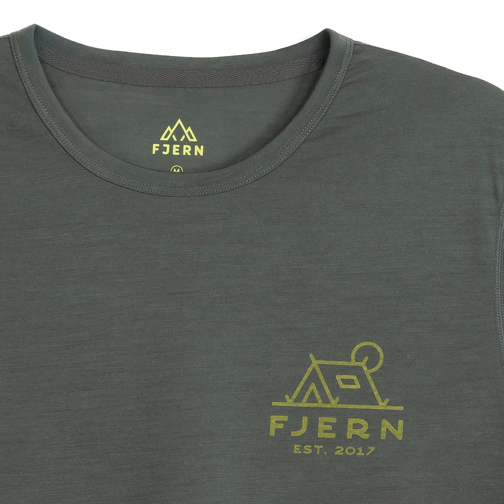 Mens Camping Merino Blend T-Shirt (Urban Chic/Lime)