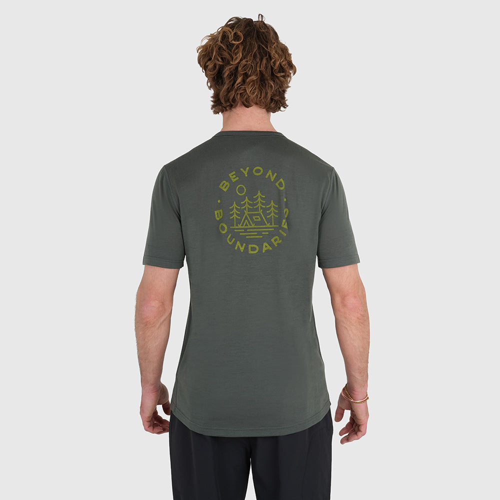 Mens Camping Merino Blend T-Shirt (Urban Chic/Lime)