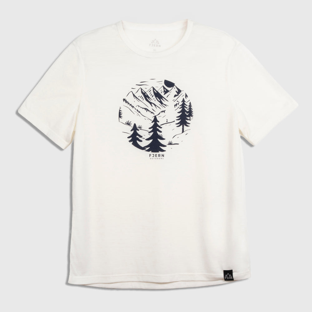 Mens Catch The Wild Merino Blend T-Shirt (Chalk/Navy)