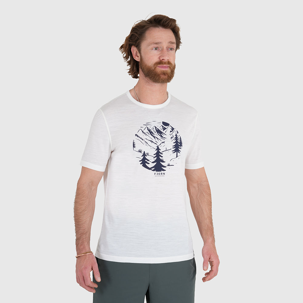 Mens Catch The Wild Merino Blend T-Shirt (Chalk/Navy)