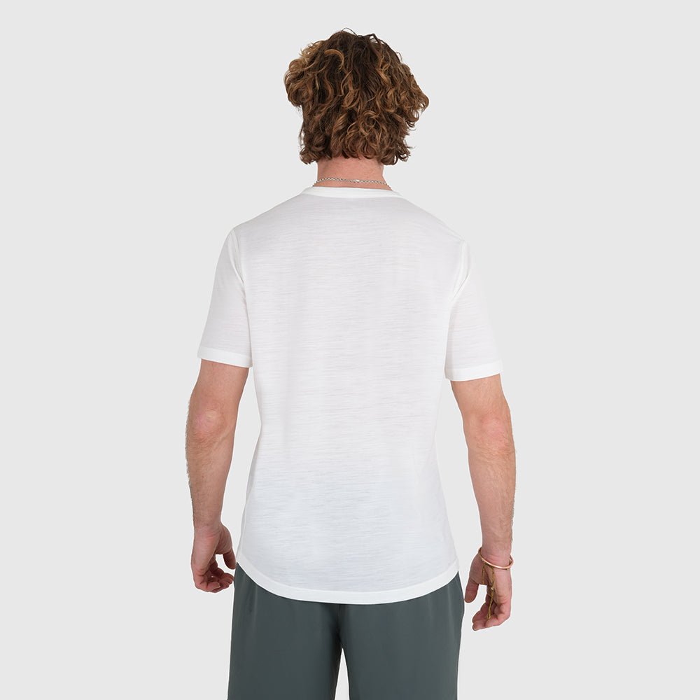 Mens Catch The Wild Merino Blend T-Shirt (Chalk/Navy)