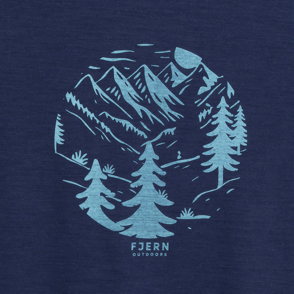 Mens Catch The Wild Merino Blend T-Shirt (Navy/Mineral Blue)