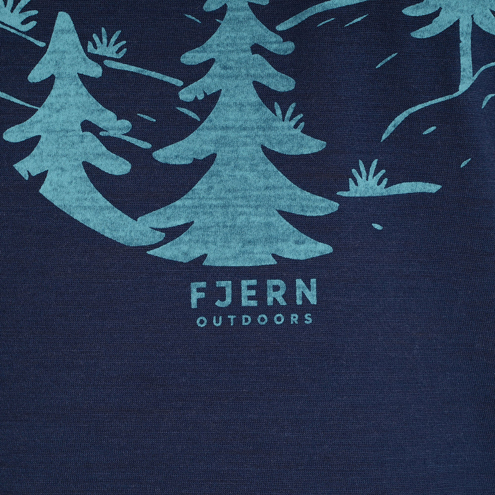 Mens Catch The Wild Merino Blend T-Shirt (Navy/Mineral Blue)