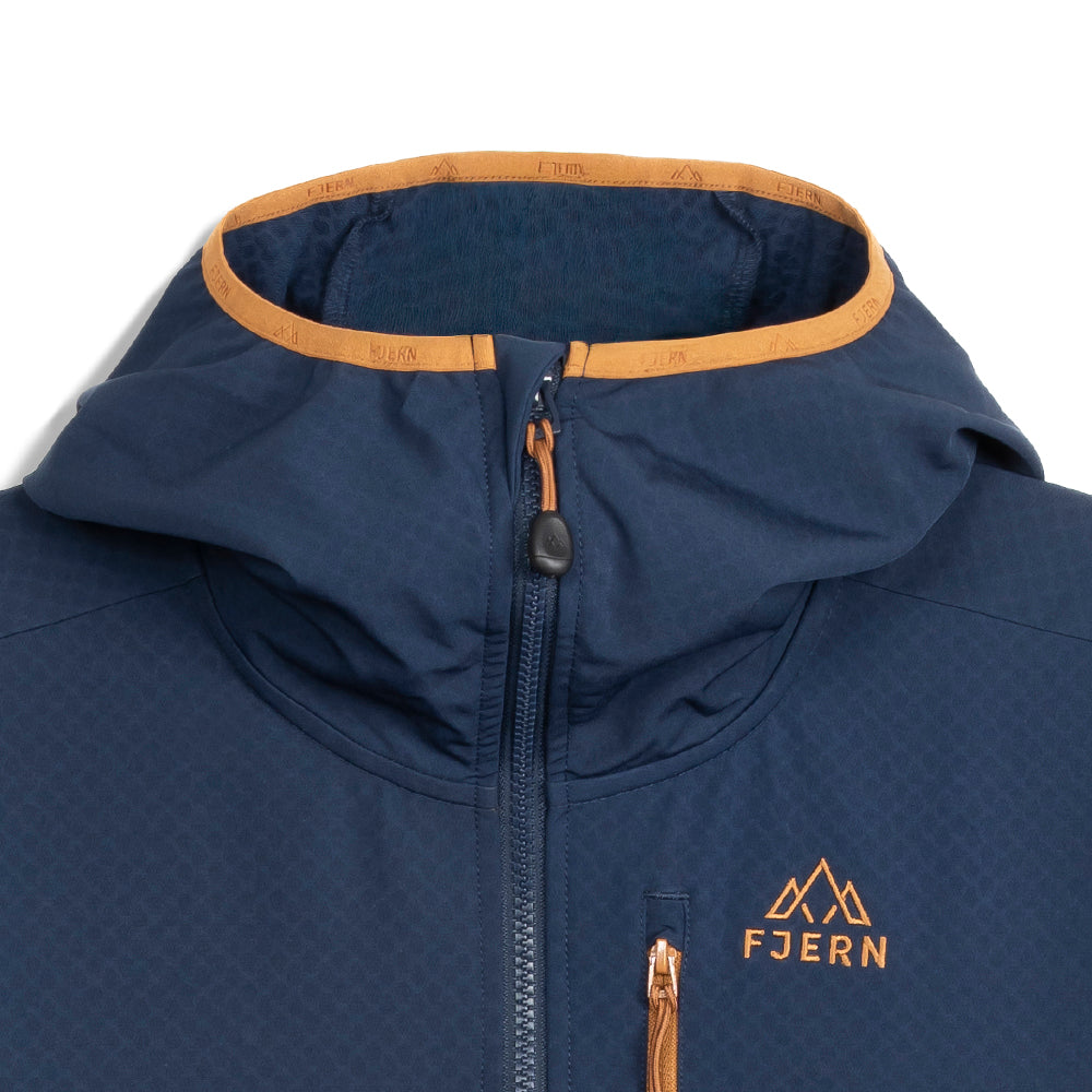 Mens Fjälltopp Tech Hooded Jacket (Navy/Mustard)
