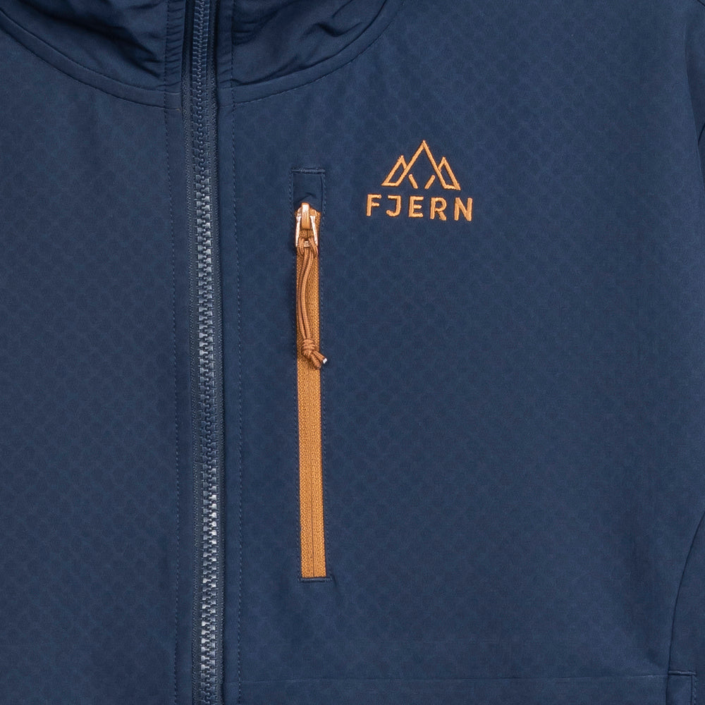 Mens Fjälltopp Tech Hooded Jacket (Navy/Mustard)