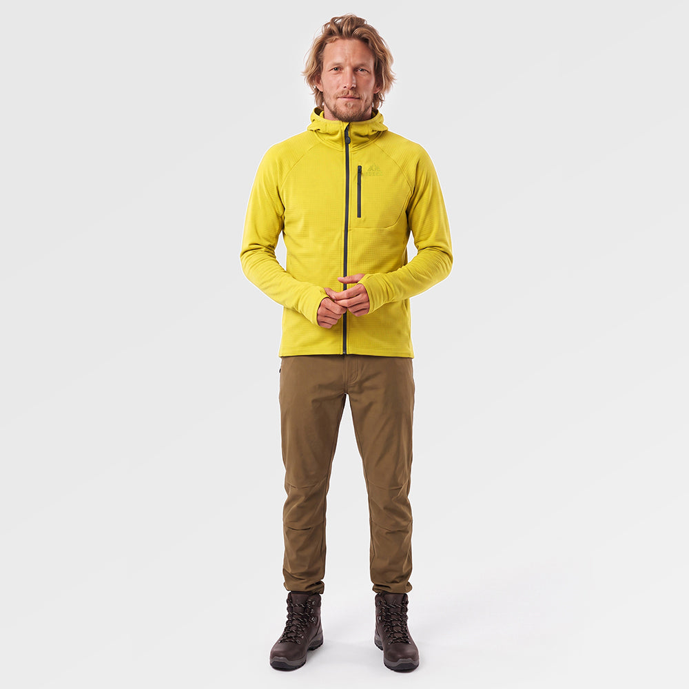Mens Klifra Hooded Full Zip Light Grid Fleece (Lime/Storm) ✦AI