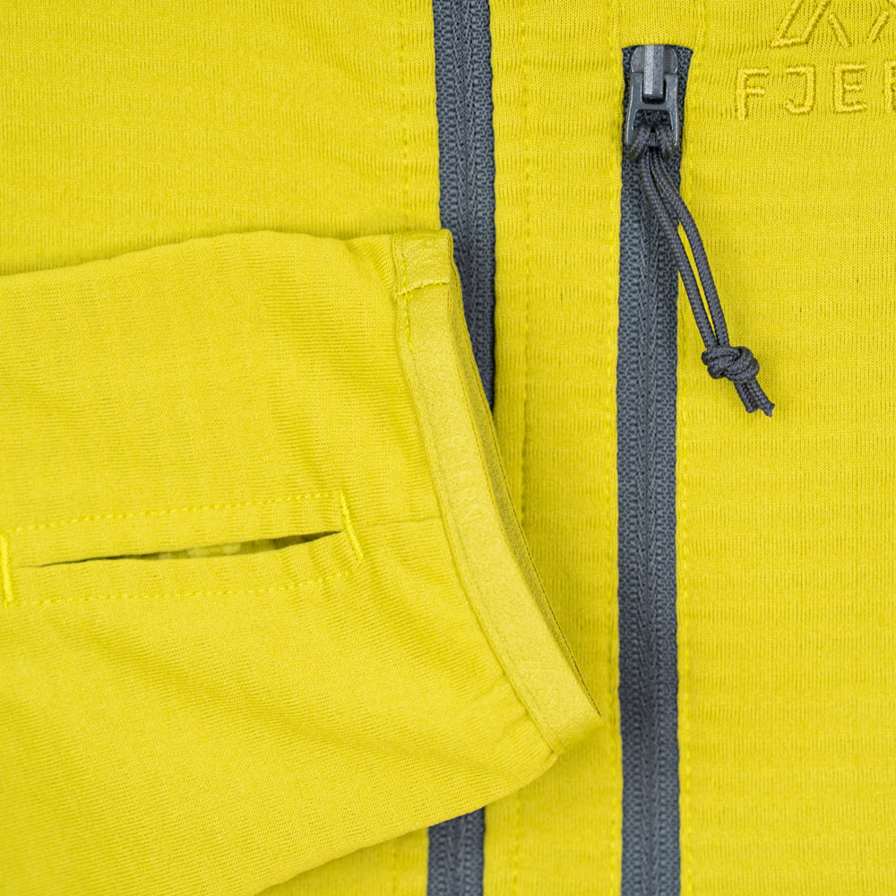 Mens Klifra Hooded Full Zip Light Grid Fleece (Lime/Storm)