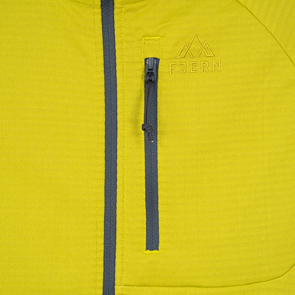 Mens Klifra Hooded Full Zip Light Grid Fleece (Lime/Storm)