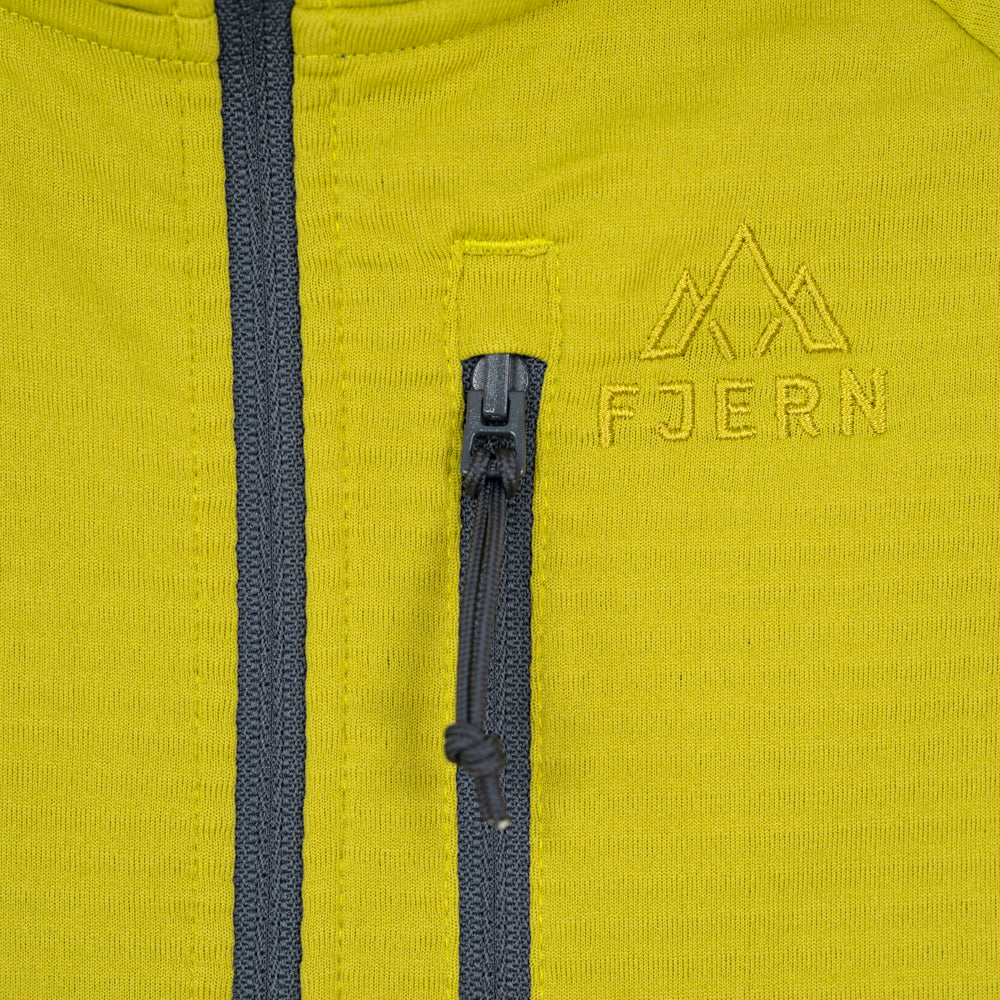 Mens Klifra Hooded Full Zip Light Grid Fleece (Lime/Storm)