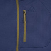 Mens Klifra Hooded Full Zip Light Grid Fleece (Navy/Moss)