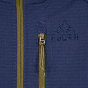 Mens Klifra Hooded Full Zip Light Grid Fleece (Navy/Moss)