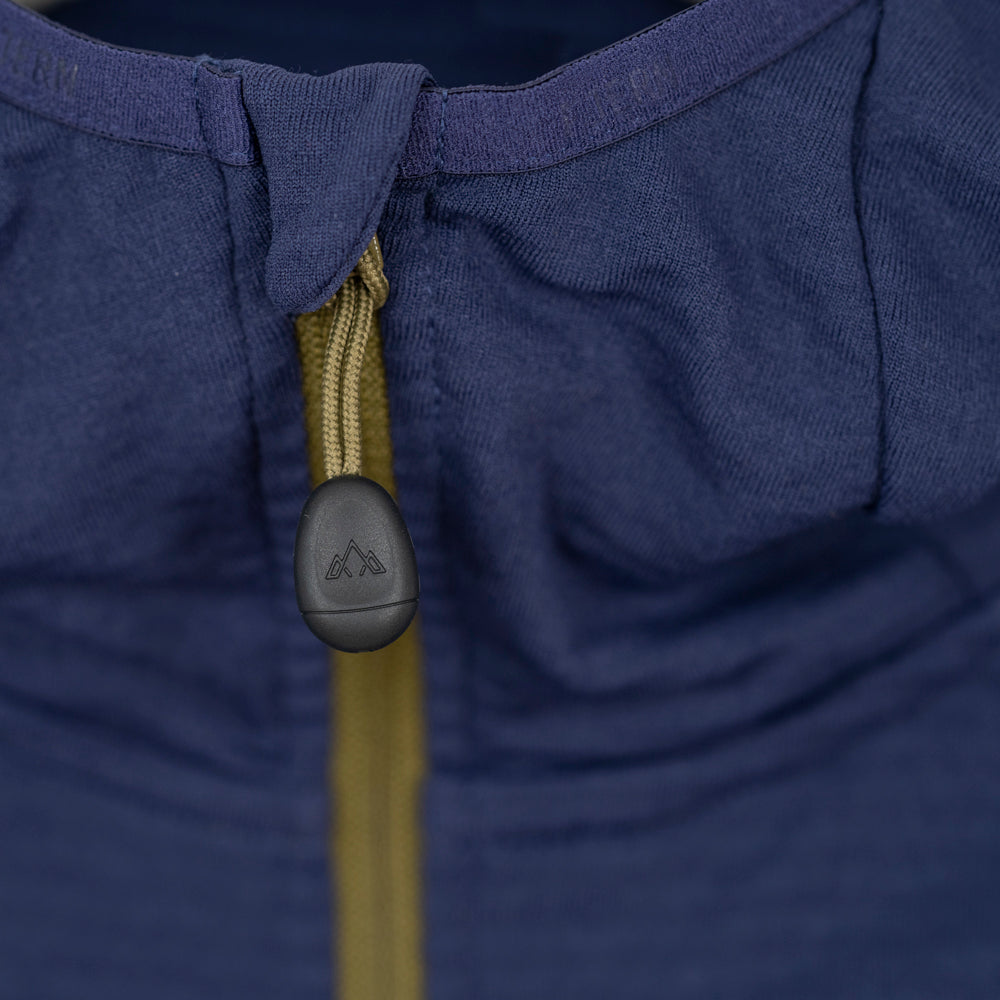 Mens Klifra Hooded Full Zip Light Grid Fleece (Navy/Moss)