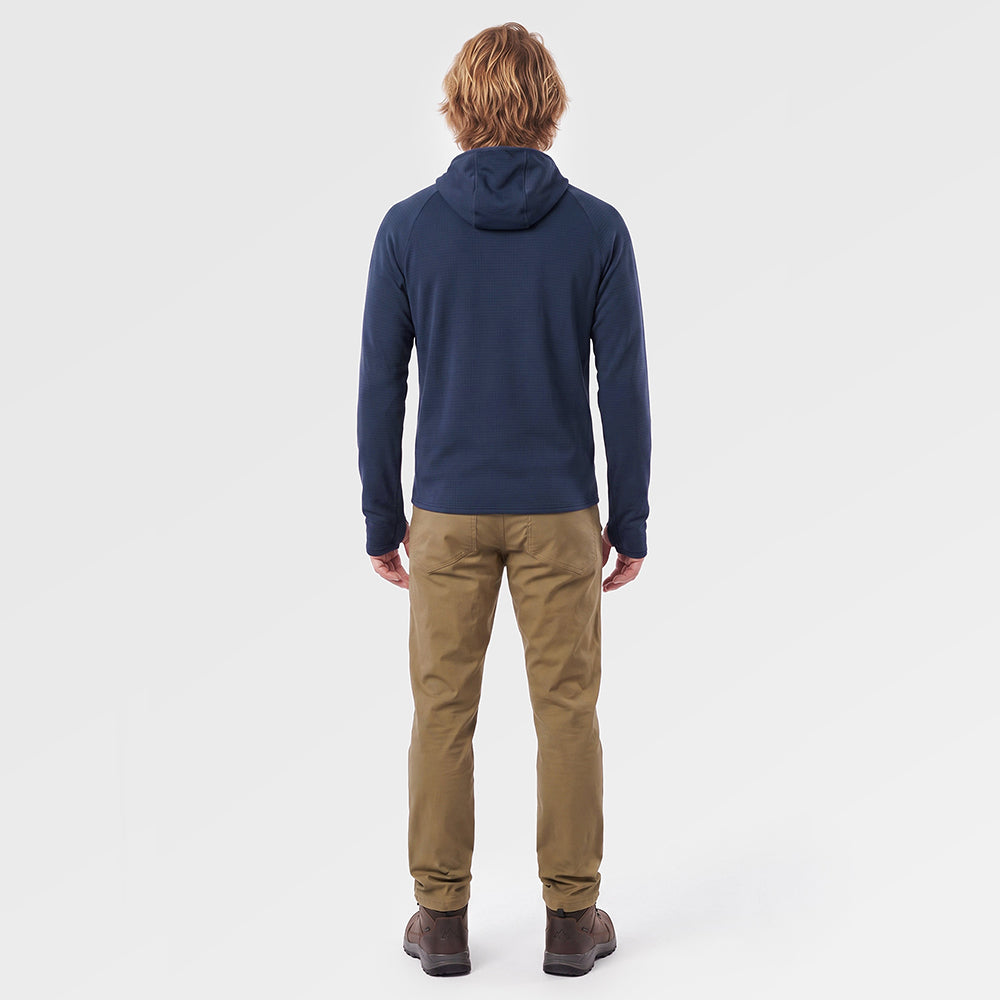 Mens Klifra Hooded Full Zip Light Grid Fleece (Navy/Moss) ✦AI