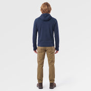 Mens Klifra Hooded Full Zip Light Grid Fleece (Navy/Moss) ✦AI