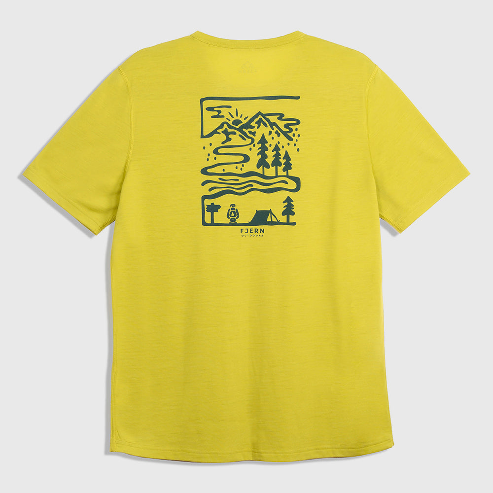 Mens Landscape Merino Blend T-Shirt (Lime/Petrol)
