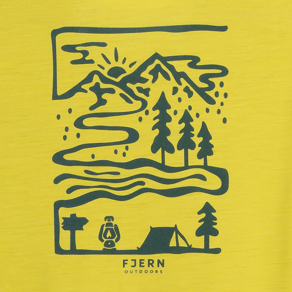 Mens Landscape Merino Blend T-Shirt (Lime/Petrol)