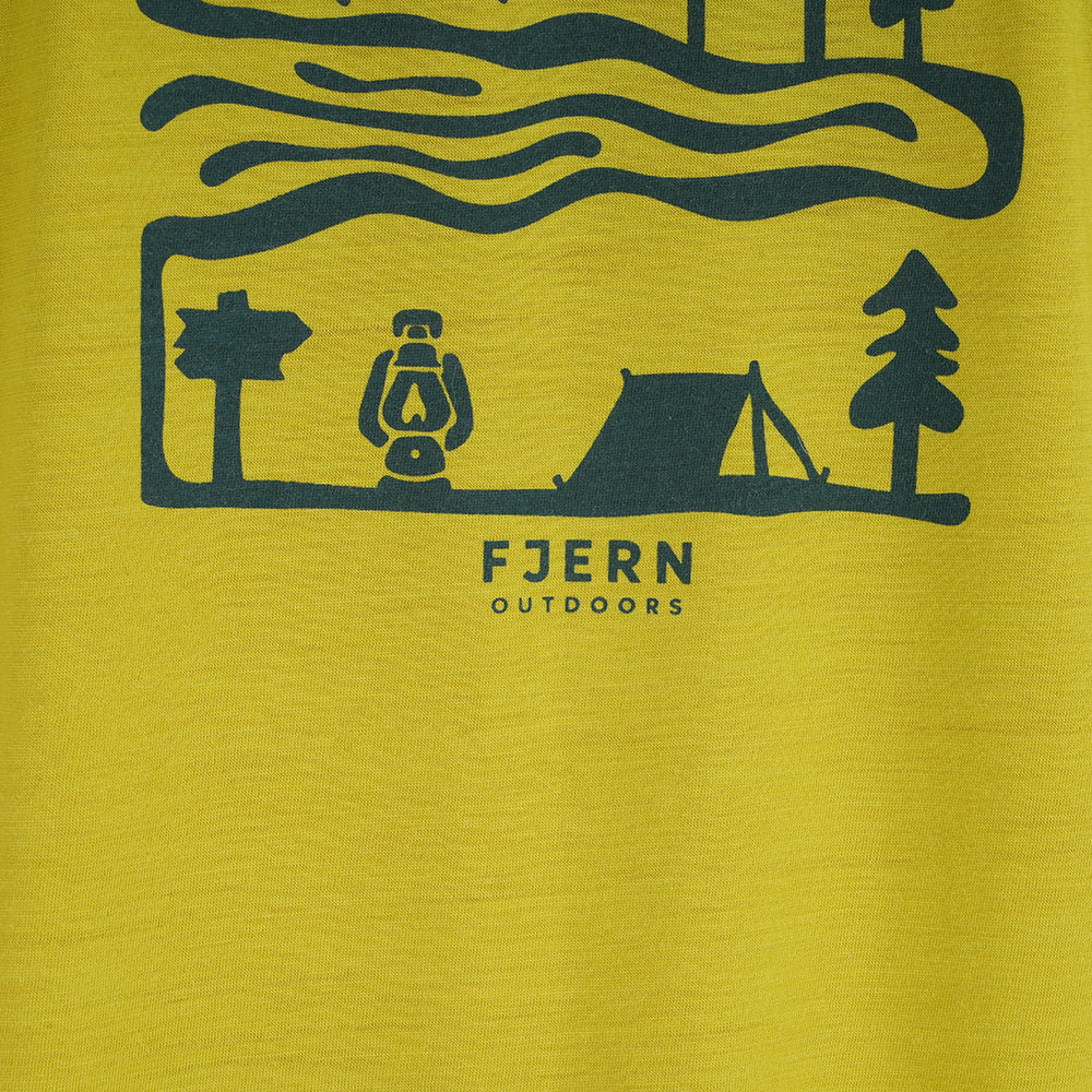 Mens Landscape Merino Blend T-Shirt (Lime/Petrol)