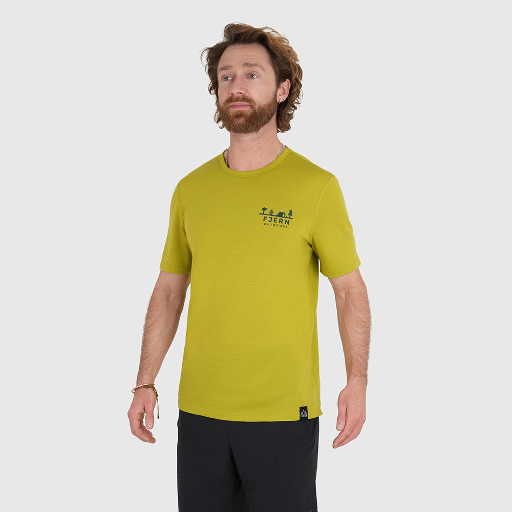 Mens Landscape Merino Blend T-Shirt (Lime/Petrol)