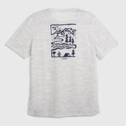 Mens Landscape Merino Blend T-Shirt (Mist Grey Melange/Navy)