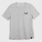 Mens Landscape Merino Blend T-Shirt (Mist Grey Melange/Navy)