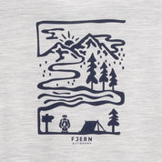 Mens Landscape Merino Blend T-Shirt (Mist Grey Melange/Navy)