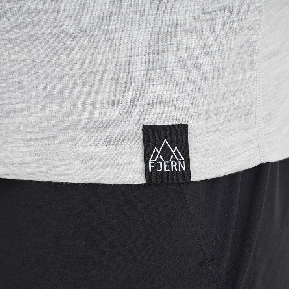 Mens Landscape Merino Blend T-Shirt (Mist Grey Melange/Navy)