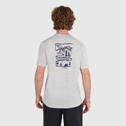 Mens Landscape Merino Blend T-Shirt (Mist Grey Melange/Navy)