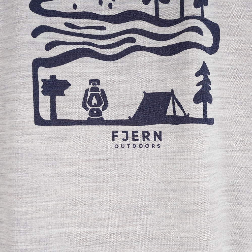 Mens Landscape Merino Blend T-Shirt (Mist Grey Melange/Navy)