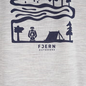 Mens Landscape Merino Blend T-Shirt (Mist Grey Melange/Navy)