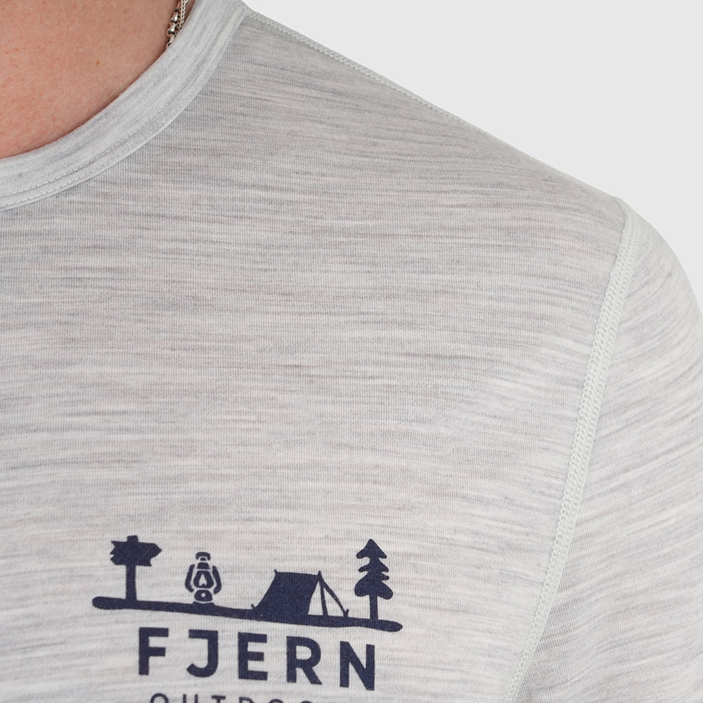 Mens Landscape Merino Blend T-Shirt (Mist Grey Melange/Navy)