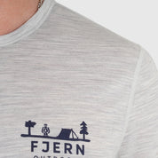 Mens Landscape Merino Blend T-Shirt (Mist Grey Melange/Navy)