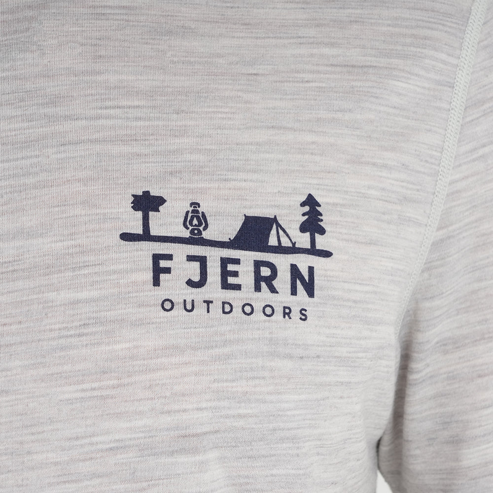 Mens Landscape Merino Blend T-Shirt (Mist Grey Melange/Navy)